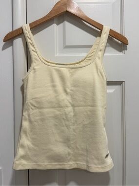 Verish Butter Yellow Cream Ribbed Square Beck Bra Tank Top